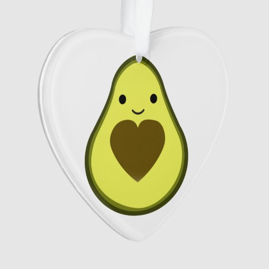 Avocado Love Cute Avocado met hartslag Ornament (voorkant)