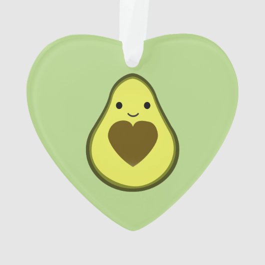 Avocado Love Cute Avocado met hartslag Ornament (achterkant)