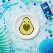 Avocado Love Cute Avocado met hartslag Papieren Bordje (Feest)