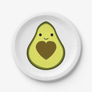 Avocado Love Cute Avocado met hartslag Papieren Bordje