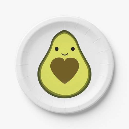 Avocado Love Cute Avocado met hartslag Papieren Bordje (Voorkant)