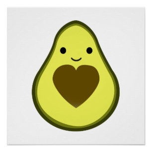 Avocado Love Cute Avocado met hartslag Perfect Poster