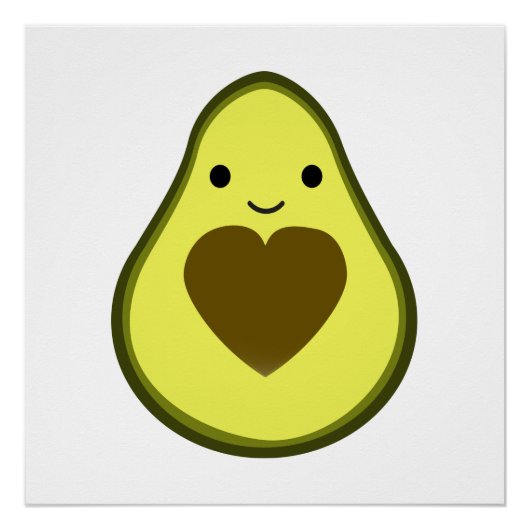 Avocado Love Cute Avocado met hartslag Perfect Poster (Voorkant)