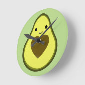 Avocado Love Cute Avocado met hartslag Ronde Klok (Hoek)