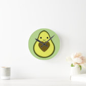 Avocado Love Cute Avocado met hartslag Ronde Klok (Huis)