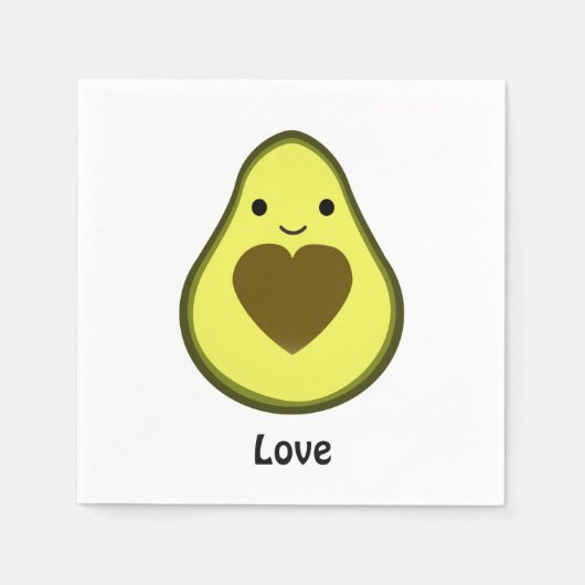 Avocado Love Cute Avocado met hartslag Servet (Voorkant)