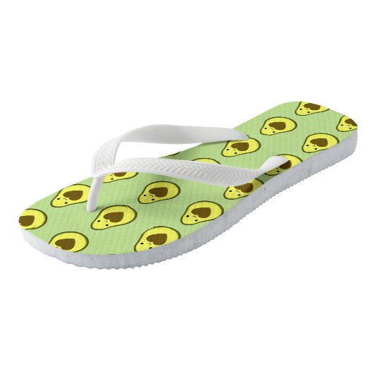 Avocado Love Cute Avocado met hartslag Teenslippers (Schuin)