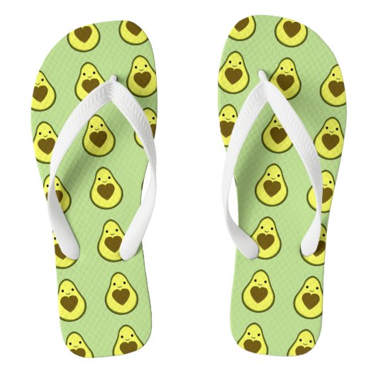 Avocado Love Cute Avocado met hartslag Teenslippers (Voetbed)