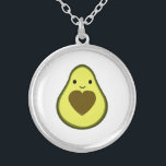 Avocado Love Cute Avocado met hartslag Zilver Vergulden Ketting<br><div class="desc">Avocado houdt van schattige kawaii avocado met een hoorput.</div>