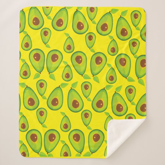 Avocado Love Pattern - Tasty Avocado Lover Sherpa Deken (Voorkant)
