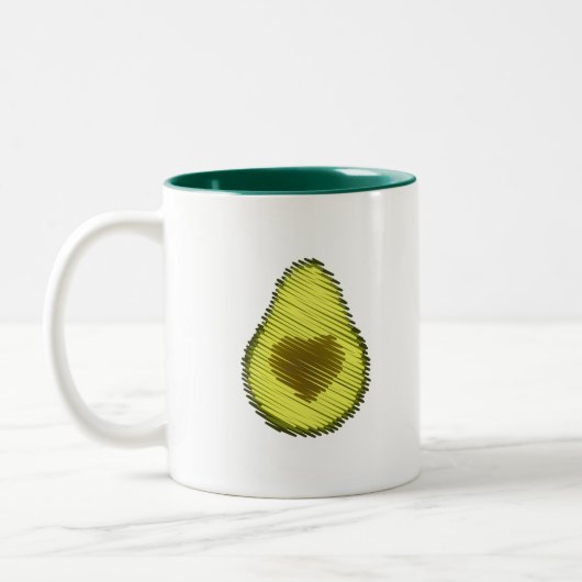 Avocado Love Scribble Tweekleurige Koffiemok (Links)