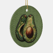 Avocado Lover Faux Borduurwerk Keramisch Ornament (Rechts)