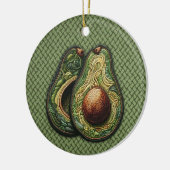 Avocado Lover Faux Borduurwerk Keramisch Ornament (Links)