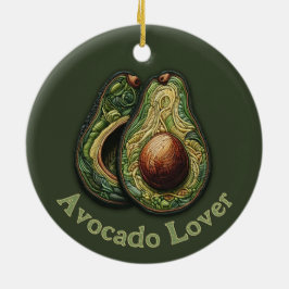 Avocado Lover Faux Borduurwerk Keramisch Ornament