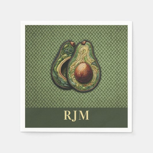 Avocado Lover Faux Borduurwerk Servet (Voorkant)
