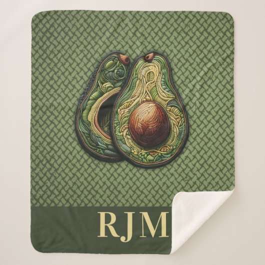 Avocado Lover Faux Borduurwerk Sherpa Deken (Voorkant)