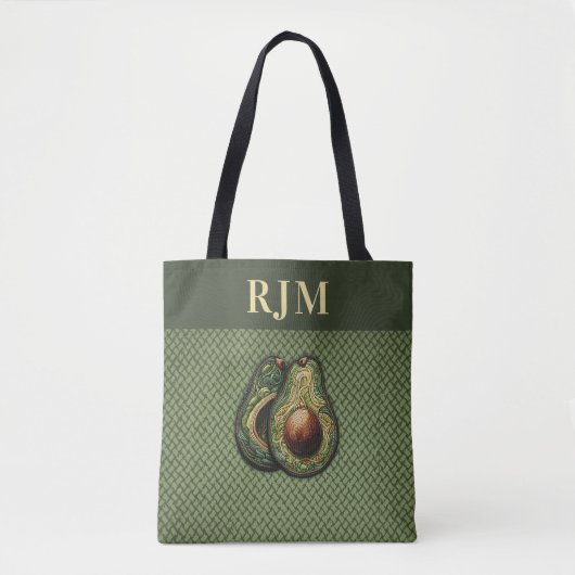 Avocado Lover Faux Borduurwerk Tote Bag (Voorkant)