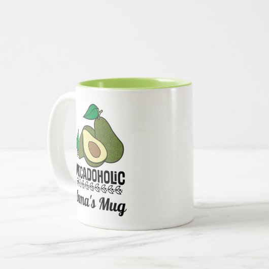 Avocado Lover Personalized Gift Tweekleurige Koffiemok (Voorkant links)