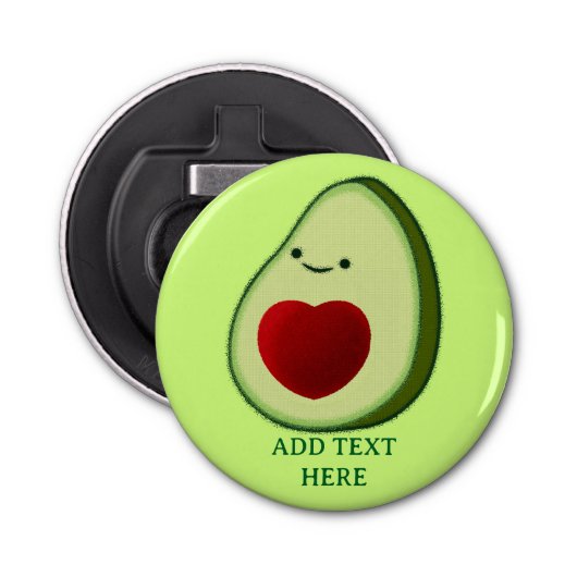 Avocado Lover Schattigee Cartoon Button Flesopener (Voorkant)