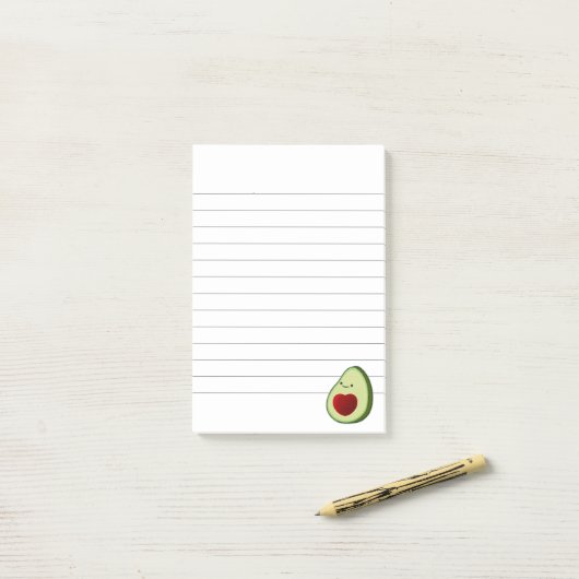 Avocado Lover Schattigee Cartoon Post-it® Notes (Op bureau)