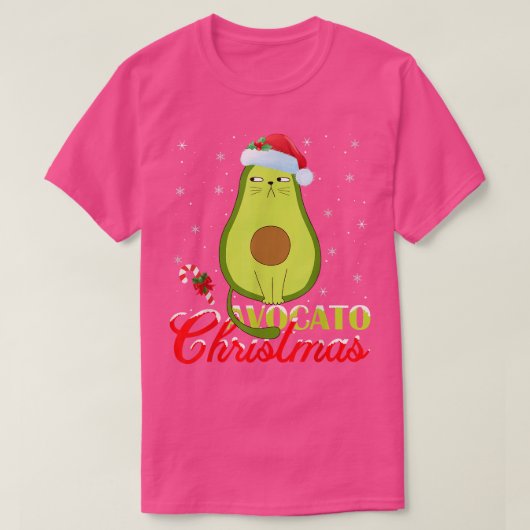 Avocado Lover Xmas licht Santa Avocado Cat Christu T-shirt (Design voorkant)
