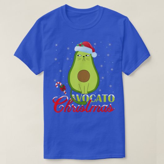 Avocado Lover Xmas licht Santa Avocado Cat Christu T-shirt (Design voorkant)