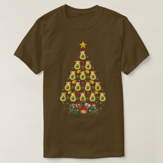 Avocado Lover Xmas Tree Santa Hat Avocado Christma T-shirt (Design voorkant)