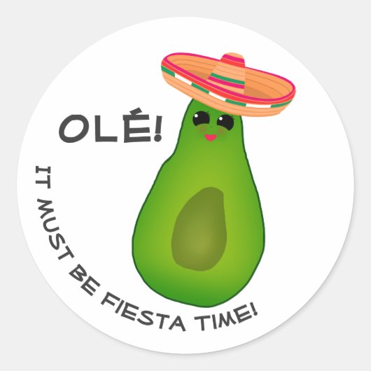 Avocado Meisje en Sombrero Ronde Sticker (Voorkant)