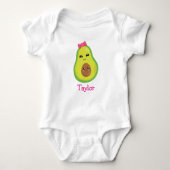 Avocado Meisje Roze Bow Romper (Voorkant)