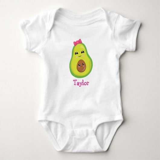 Avocado  Meisje Roze Bow Romper (Voorkant)