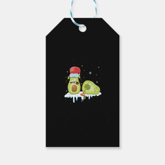 Avocado Merry Kerstmis Vegan Pajama Santa Hat Fun Cadeaulabel (Voorkant)