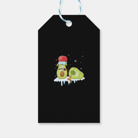 Avocado Merry Kerstmis Vegan Pajama Santa Hat Fun Cadeaulabel (Achterkant)