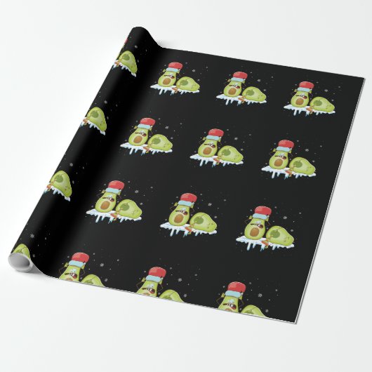 Avocado Merry Kerstmis Vegan Pajama Santa Hat Fun Cadeaupapier (Uitgerold)