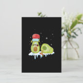 Avocado Merry Kerstmis Vegan Pajama Santa Hat Fun Kaart (Staand voorkant)