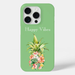Avocado Mint Green Tropical Floral Pineapple iPhone 15 Pro Case