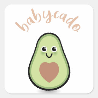 Avocado mit Herz Babycado für ein Baby Vierkante Sticker