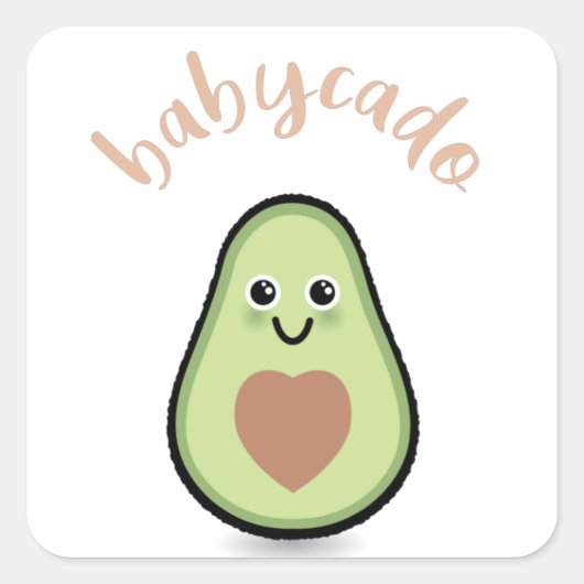Avocado mit Herz Babycado für ein Baby Vierkante Sticker (Voorkant)