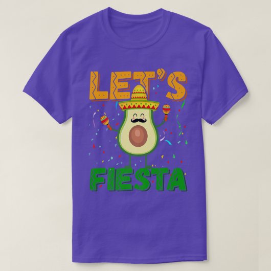 Avocado Mustache Sombrero Cinco de Mayo Lets Fiest T-shirt (Design voorkant)