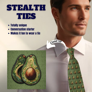 Avocado namaak geborduurde groene stealth halsdas stropdas
