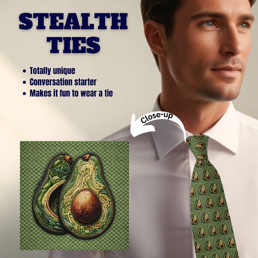 Avocado namaak geborduurde groene stealth halsdas stropdas