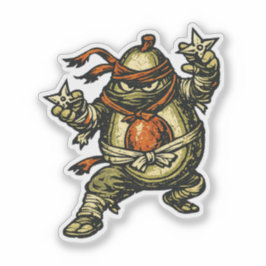 Avocado Ninja — Grappige Fruitkrijger Retro Japans Sticker