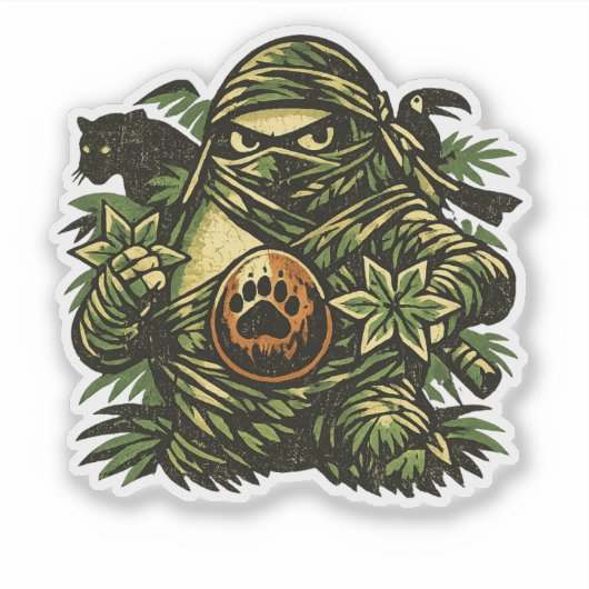 Avocado Ninja — Schaduw van de Jungle  Sticker (Voorkant)