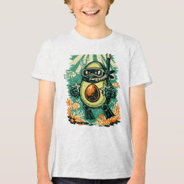 Avocado Ninja Snorkelaar — Vintage Zomer Oceaan Tri-Blend Shirt