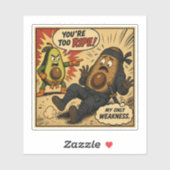 Avocado Ninja "Te Ripe" — Grappige Retro Strip Sticker (Vel)