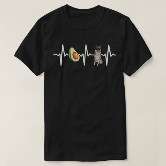Avocado Norwegian Elkhound Heartbeat Hondenliefheb T-shirt (Design voorkant)