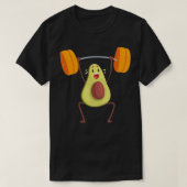 Avocado oefent met barbell grappig en installeert  t-shirt (Design voorkant)
