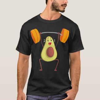 Avocado oefent met barbell grappig en installeert  t-shirt