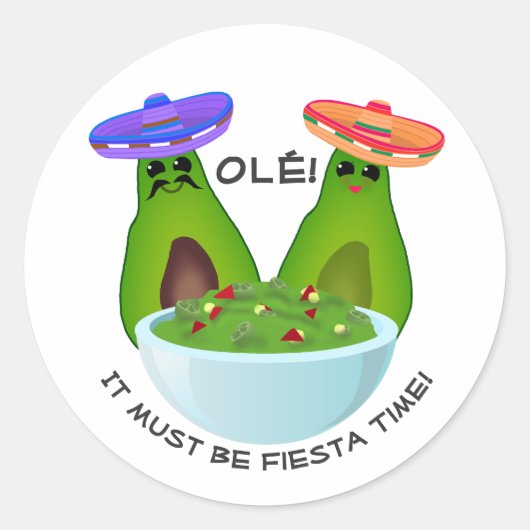 Avocado Paar en Guacamole Ronde Sticker (Voorkant)