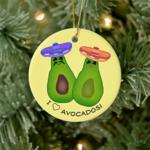 Avocado paar w Sombreros Keramisch Ornament