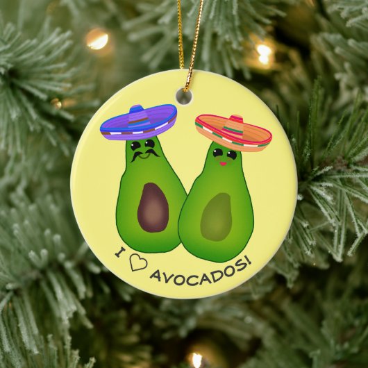 Avocado paar w Sombreros Keramisch Ornament (Boom)